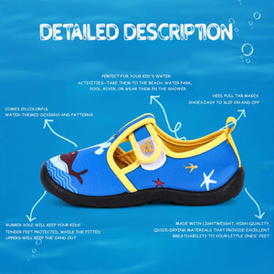 nerteo Boys Girls Cute Aquatic Water Shoes | Rainbow, Dinasour, Unicorn, Shark | Toddler/Little Kid