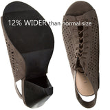 Women's Wide Width Heeled Sandals - Lace up Open Toe Cone Heel Suede Boots Summer Shoes.